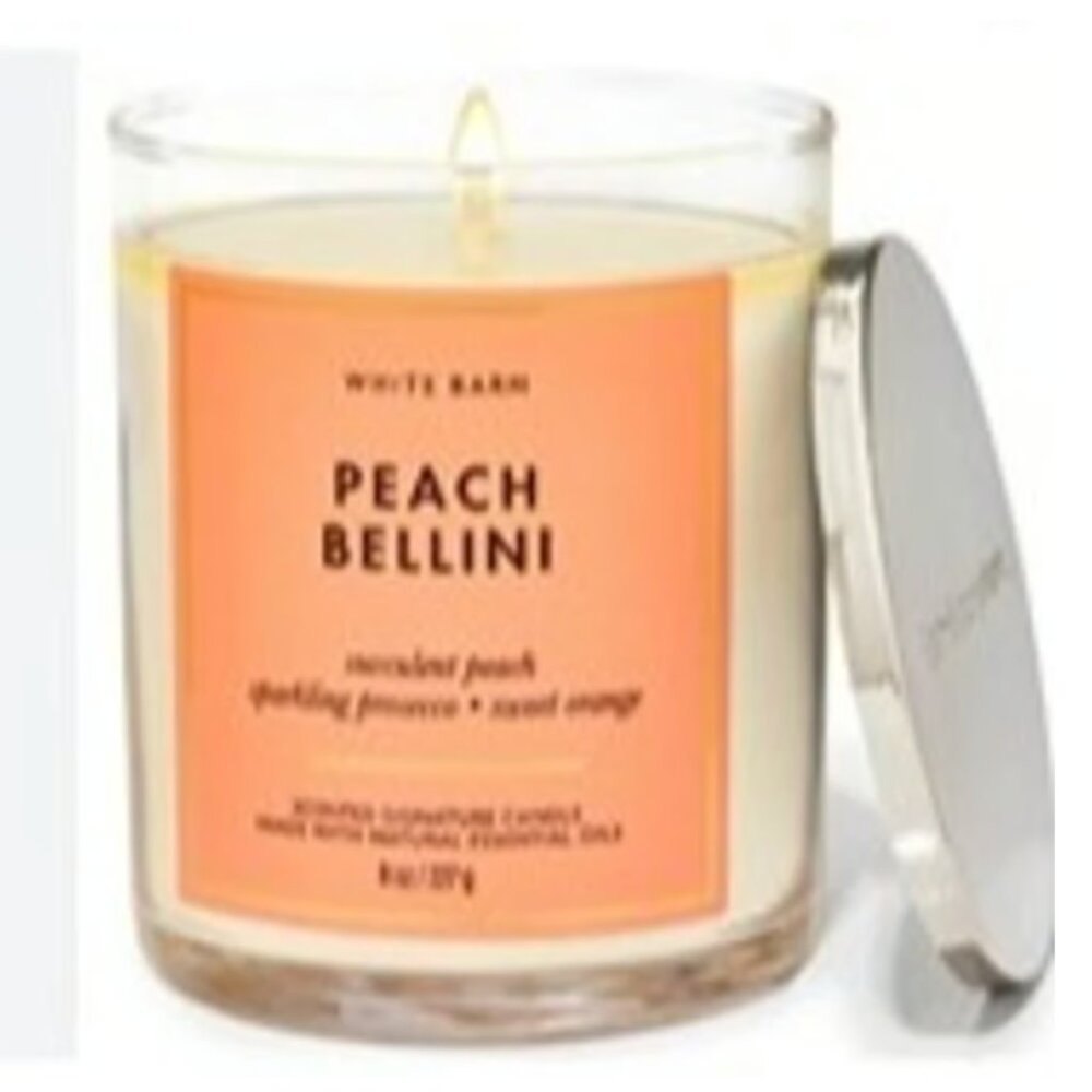 Body Works White Barn Peach Bellini Single Wick Candle NWT
